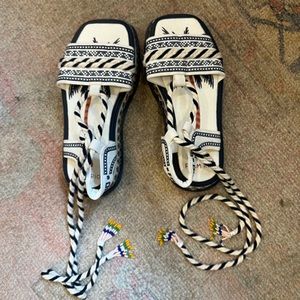 NWOT Blue Embroidery Flatform Sandal BLUE | FARM Rio Sandals